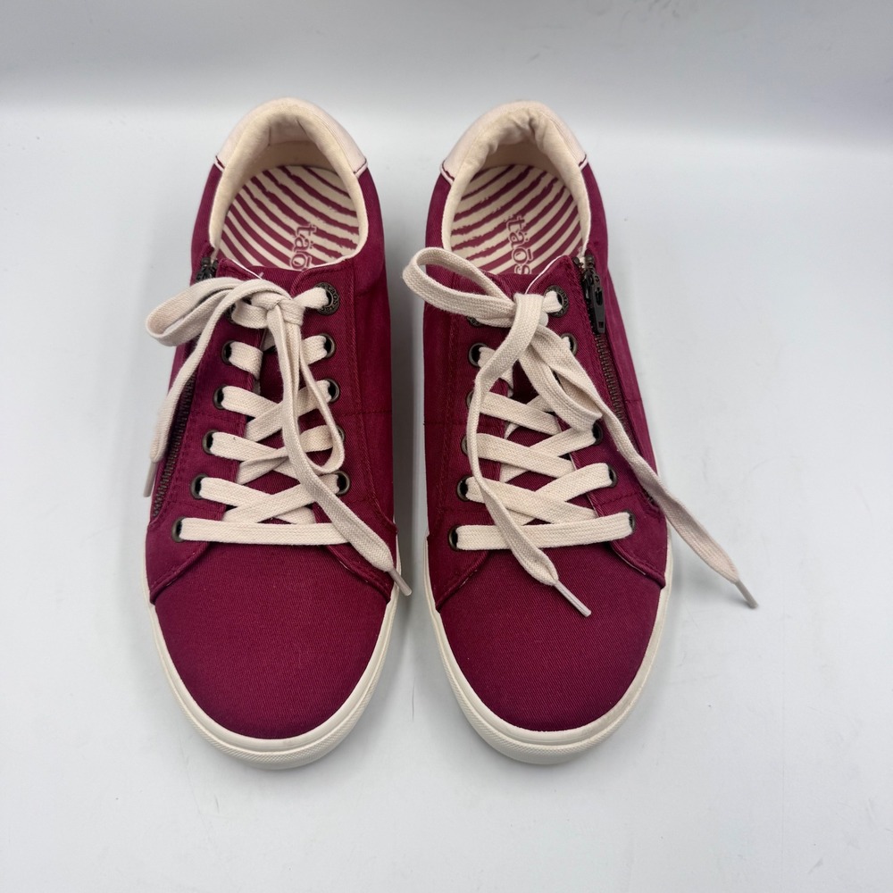New Taos Z Soul Burgundy Canvas Side Zip Lace Up Sneakers Womens 8W ZSL-13672